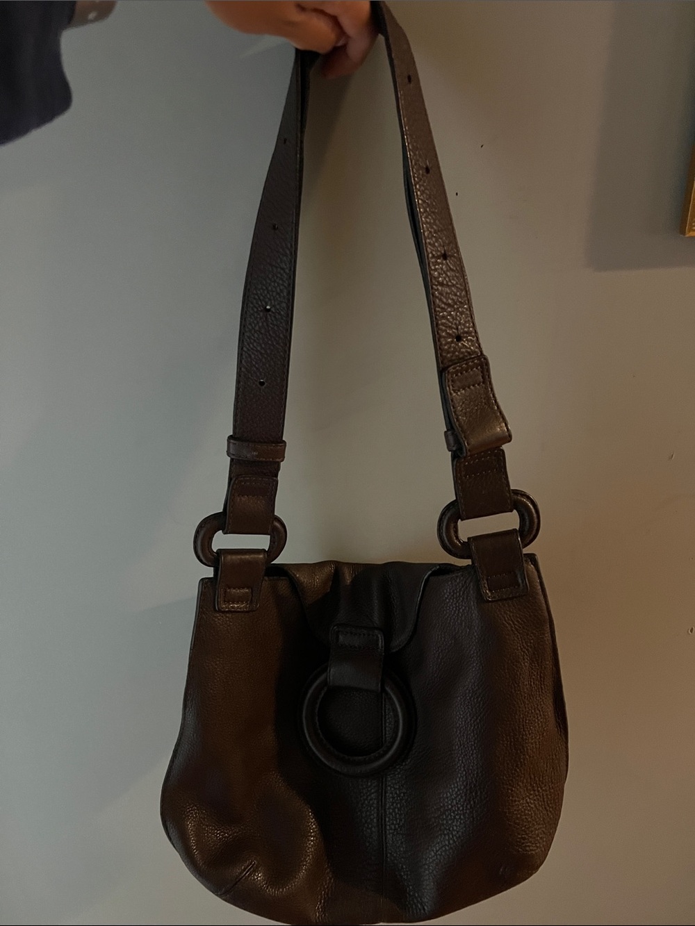 Sequoia Leather Shoulder Bag in Dark Brown